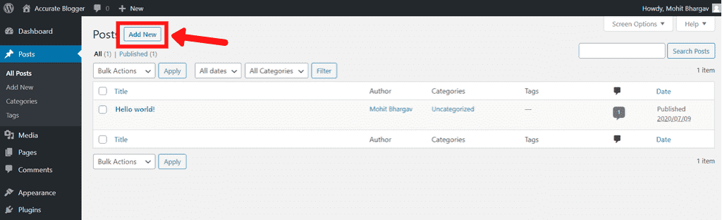 Add a New Blog Post in WordPress
