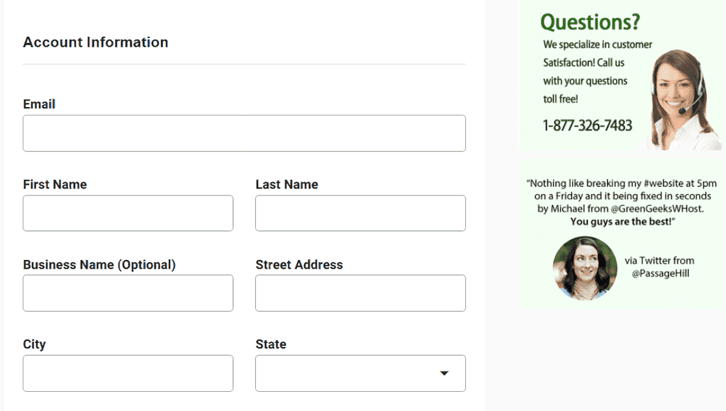 Greengeeks Account Information Details