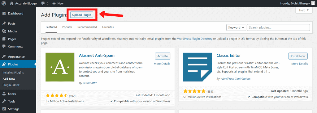 Install WordPress Plugins