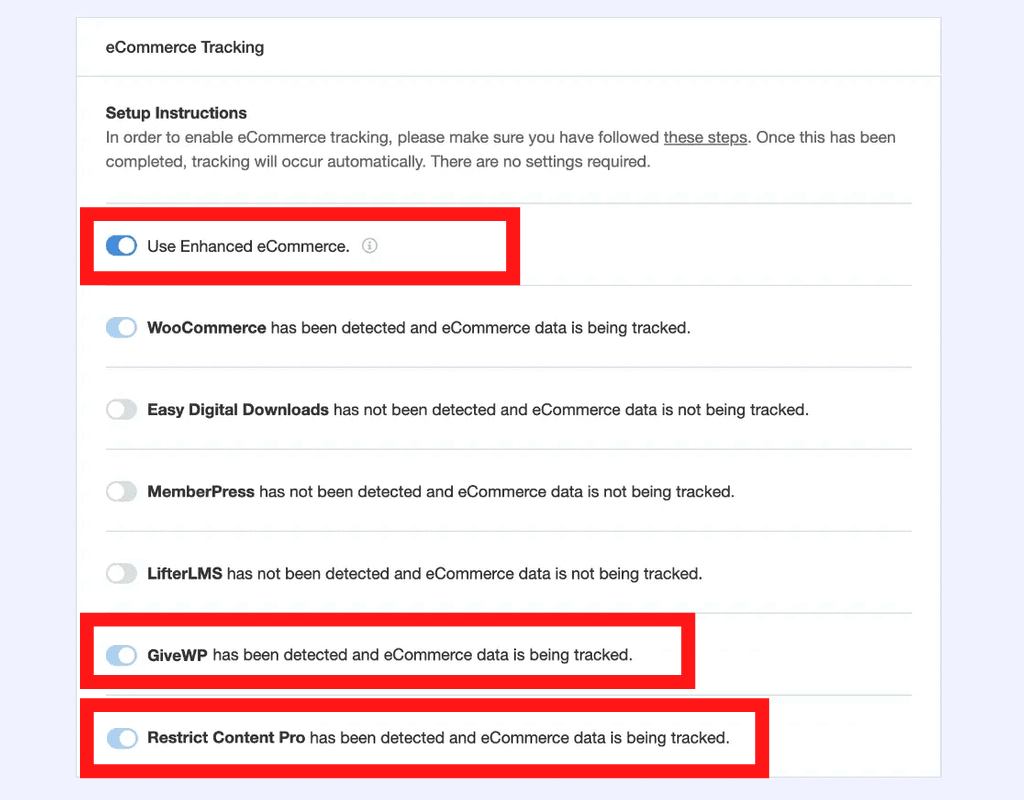 MonsterInsights eCommerce Tracking