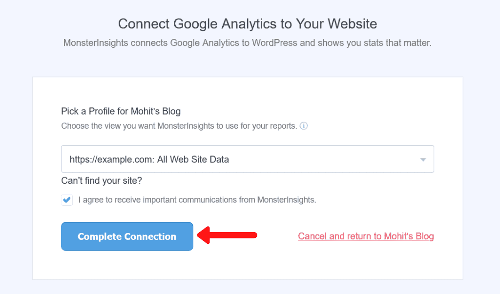 Connect Google Analytics to Website
