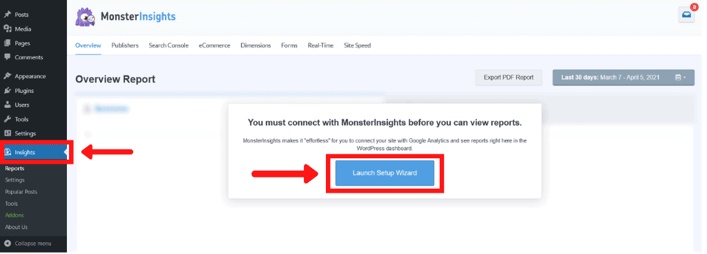 MonsterInsights Launch Setup Wizard