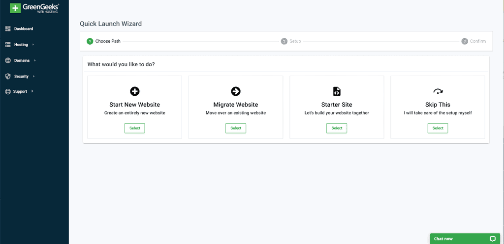 GreenGeeks Quick Launch Wizard