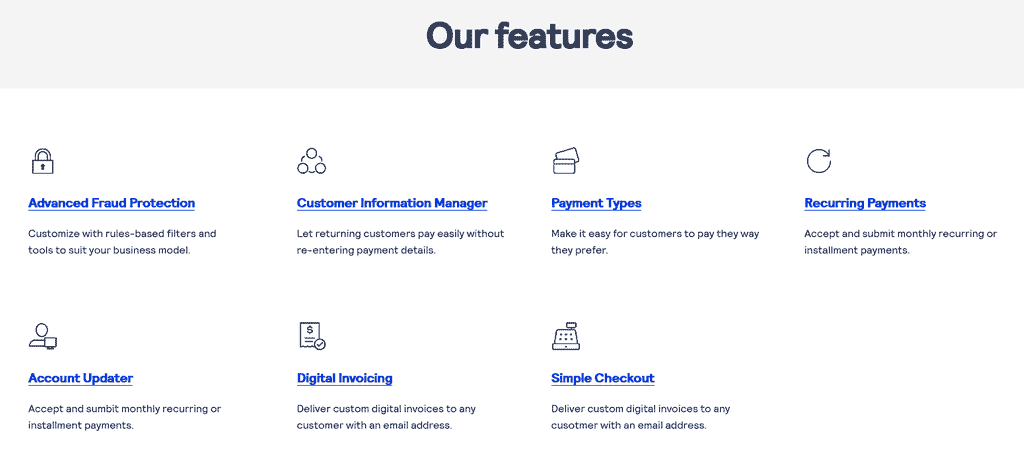 Authorize.Net Features