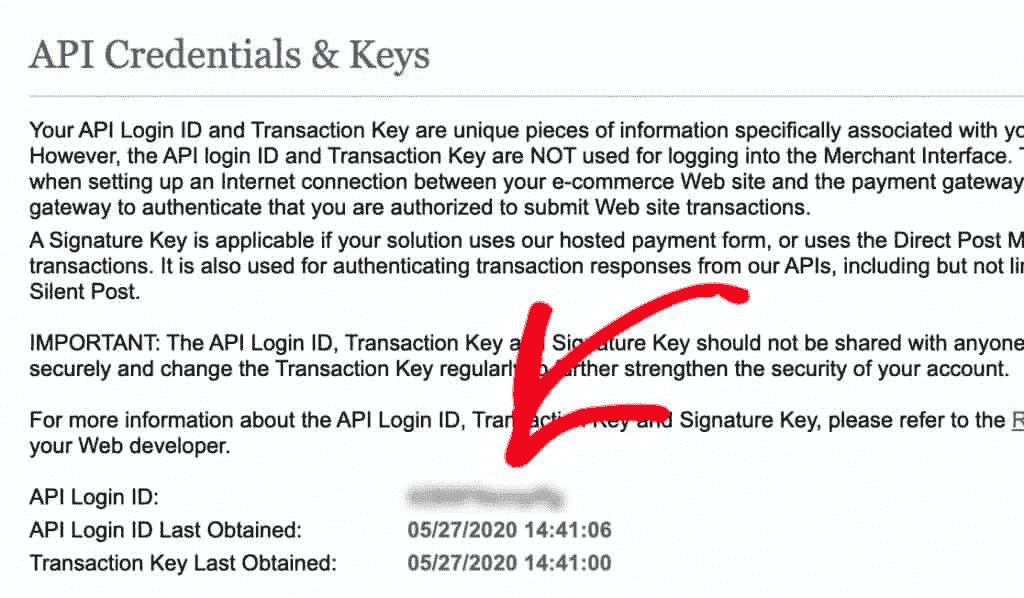 Copy Authorize.Net API Login Id