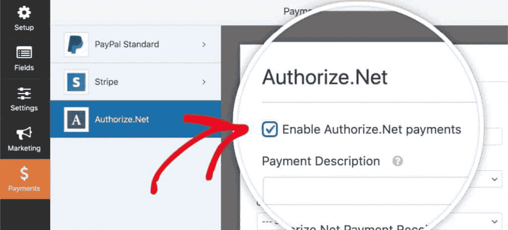 Enable Authorize.Net Payment In WPForm