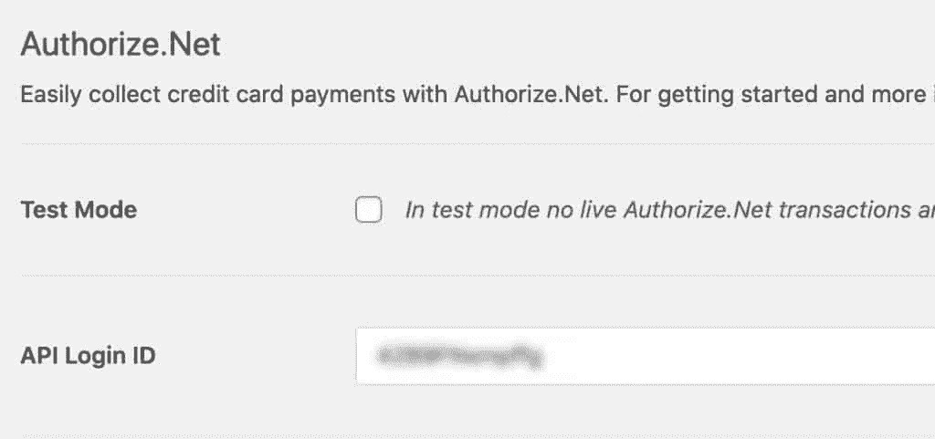 Paste Authorize.Net API Login Id Into WPForms Settings