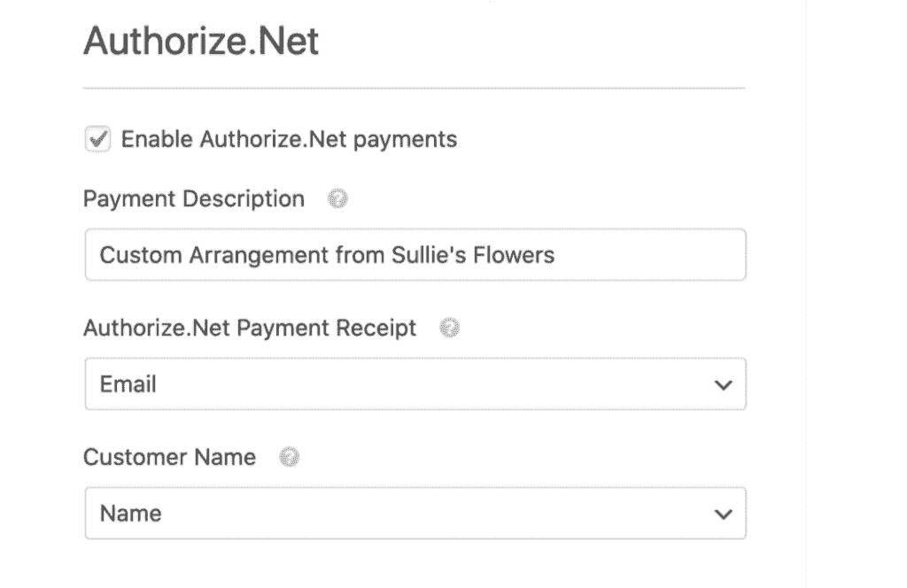 Payment Settings For Authorize.Net