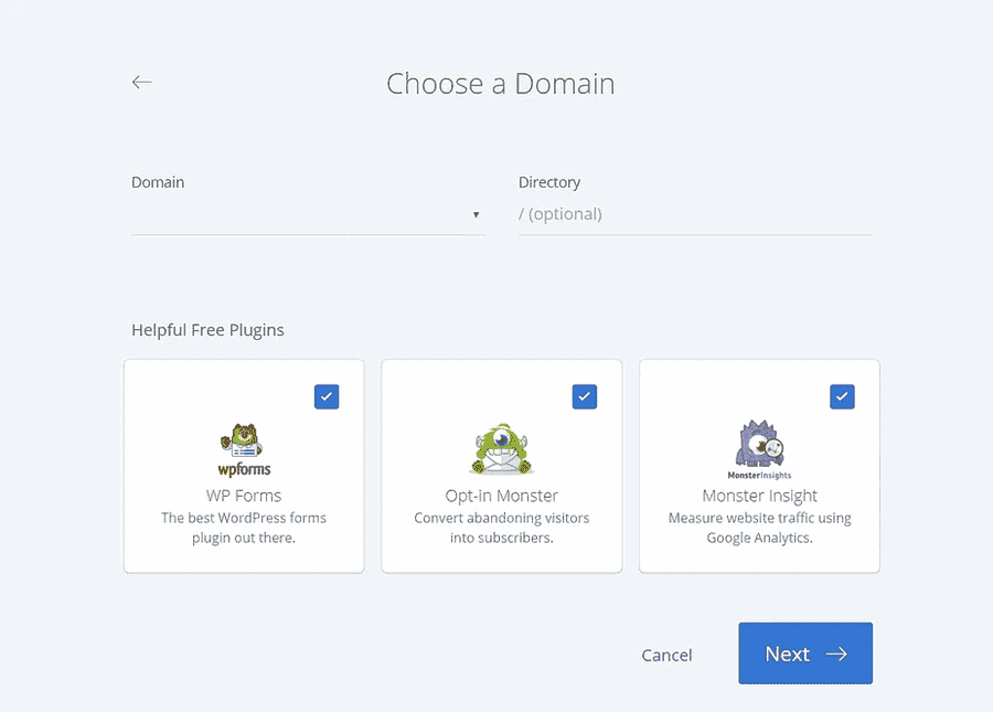 Select Domain for WordPress Setup