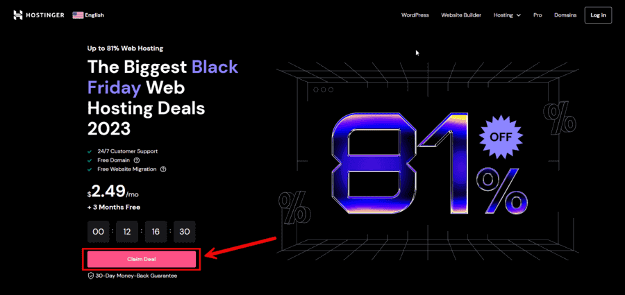 Hostinger Black Friday Deal Landing Page