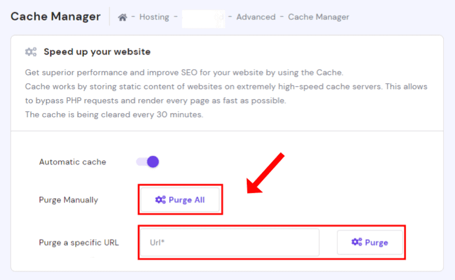 Hostinger Cache Manager