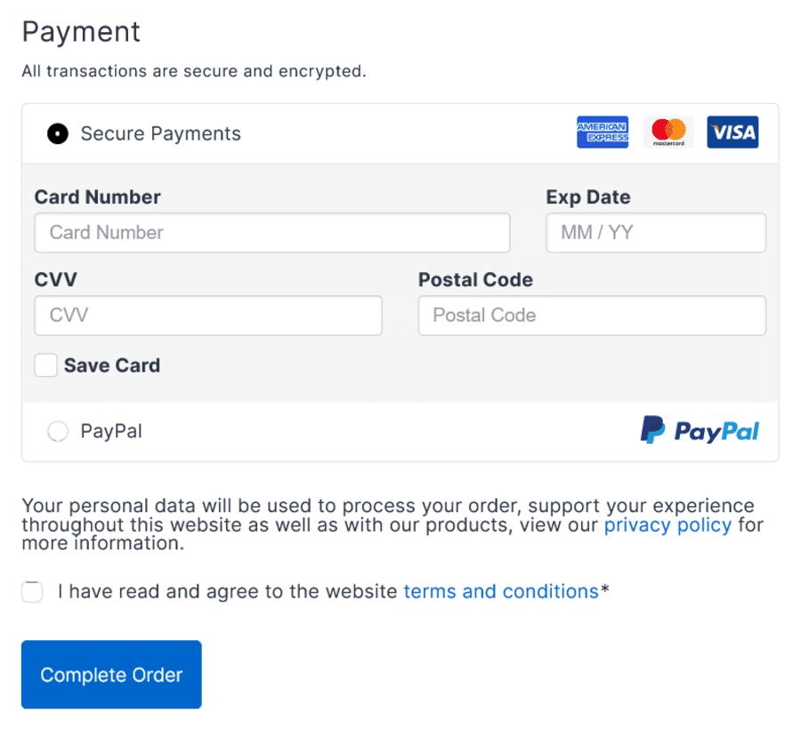 Kadence WP Payment Information