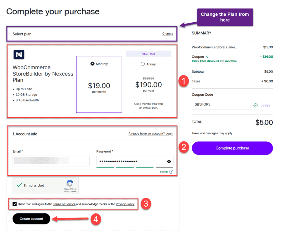 Nexcess StoreBuilder Checkout Page