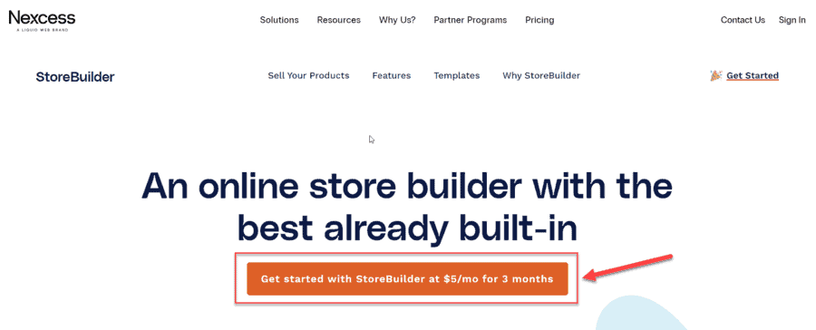 Nexcess StoreBuilder Landing Page