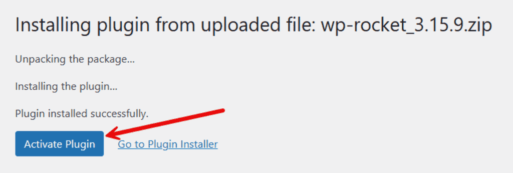 Activate WP Rocket Plugin
