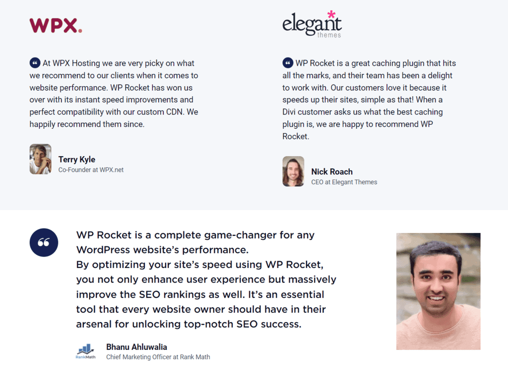 WP Rocket Testimonials