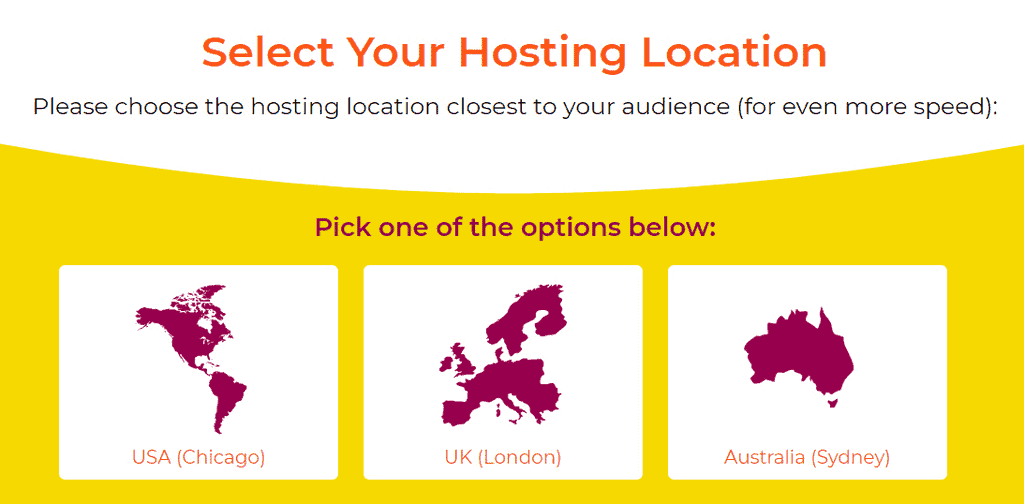 Screenshot of WPX Hosting's interface showing the option to choose a preferred data center location.