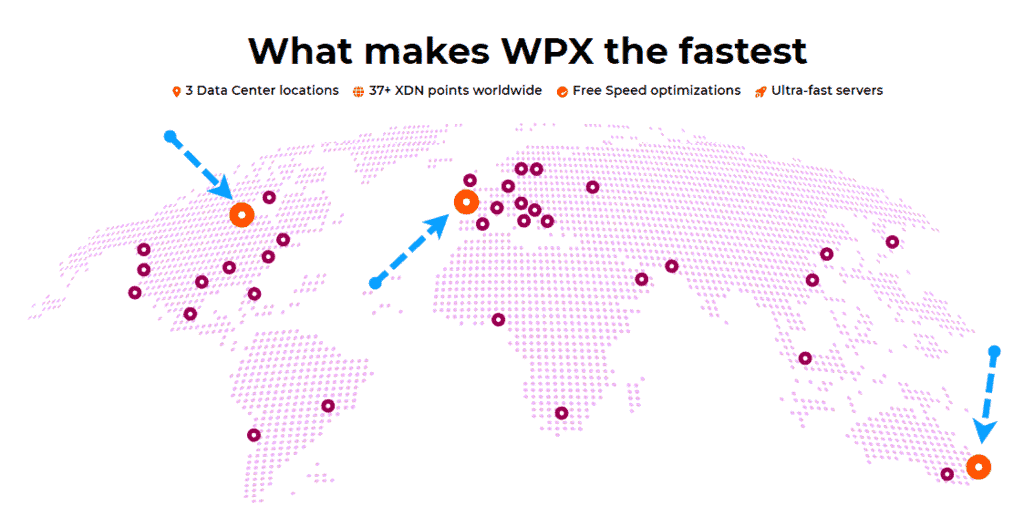 Map of WPX Data Centers and XDN Points