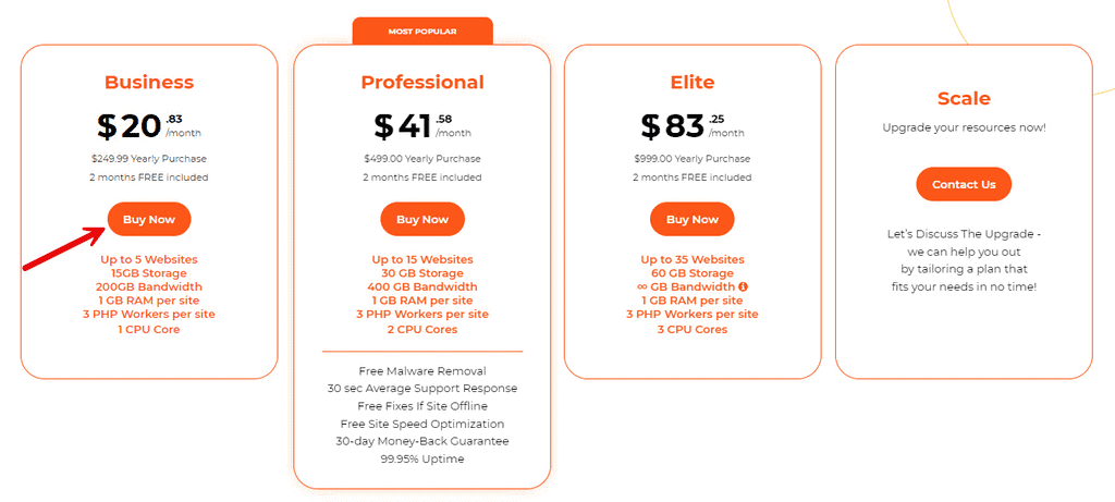 Screenshot of WPX WordPress Hosting Plans and Pricing